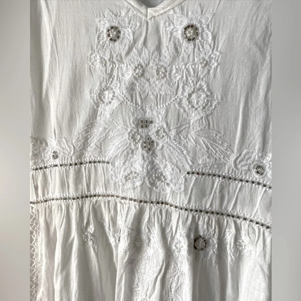 Flint & Moss (Anthropologie) wedding, beach dress Boho hippie size Large white - Picture 2 of 6